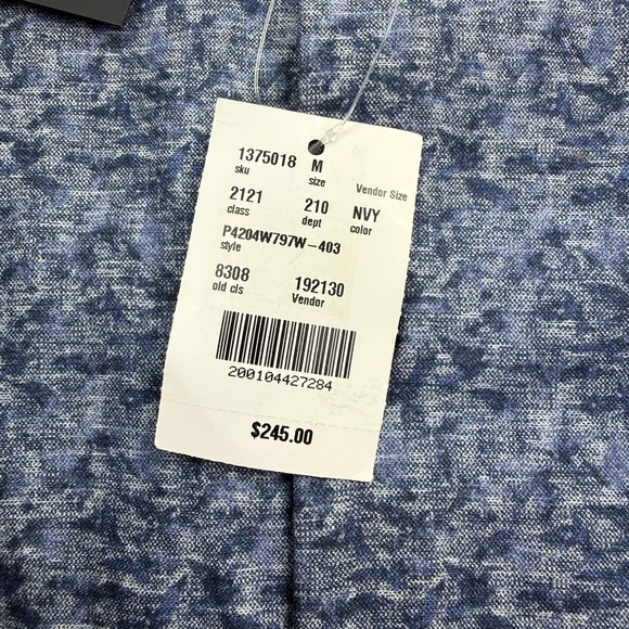 Patrick Assaraf Navy Blue Button Down Shirt Medium NWT $245 - Picture 7 of 10